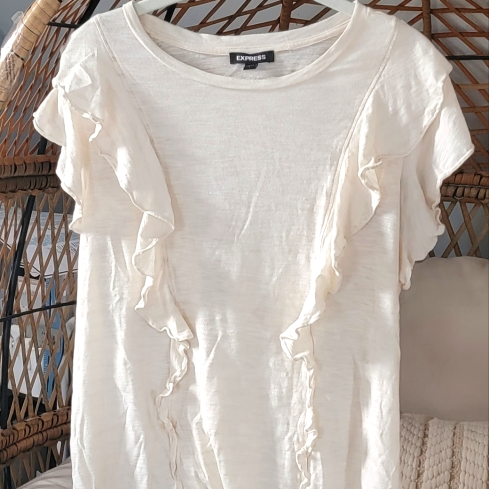 Express - Large - Striped Ruffle Tee - Picture 2 of 3